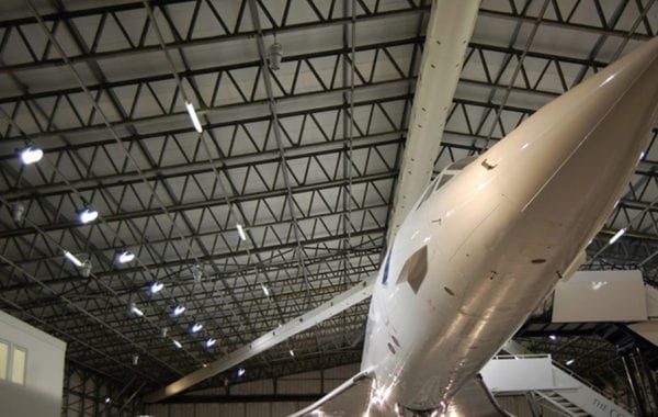 air pear fan hanging in aviation hanger