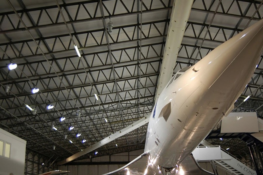 air pear fan hanging in aviation hanger