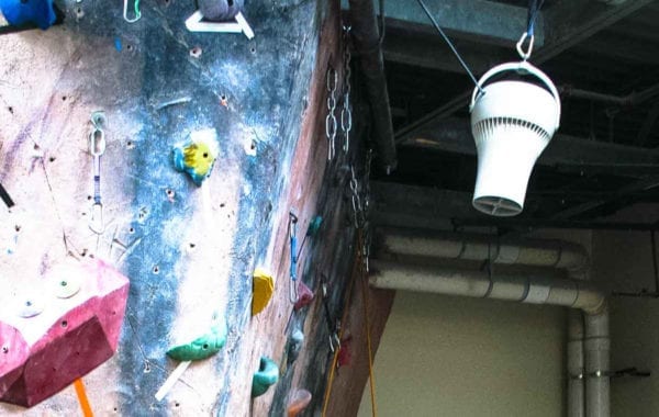airpear by airius fans inside indoor rock climbing facility